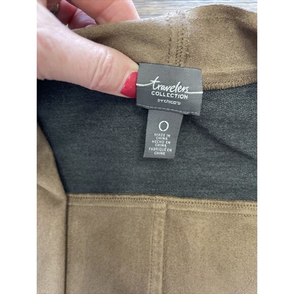 Chico’s Traveler’s Collection Dual Textile Open Cardigan Gray Brown size 0 Small - Picture 6 of 11